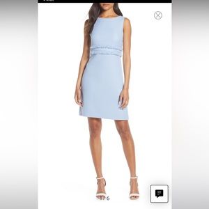 Eliza J Light Blue Sleeveless Shift Dress with Ruffle Waist
